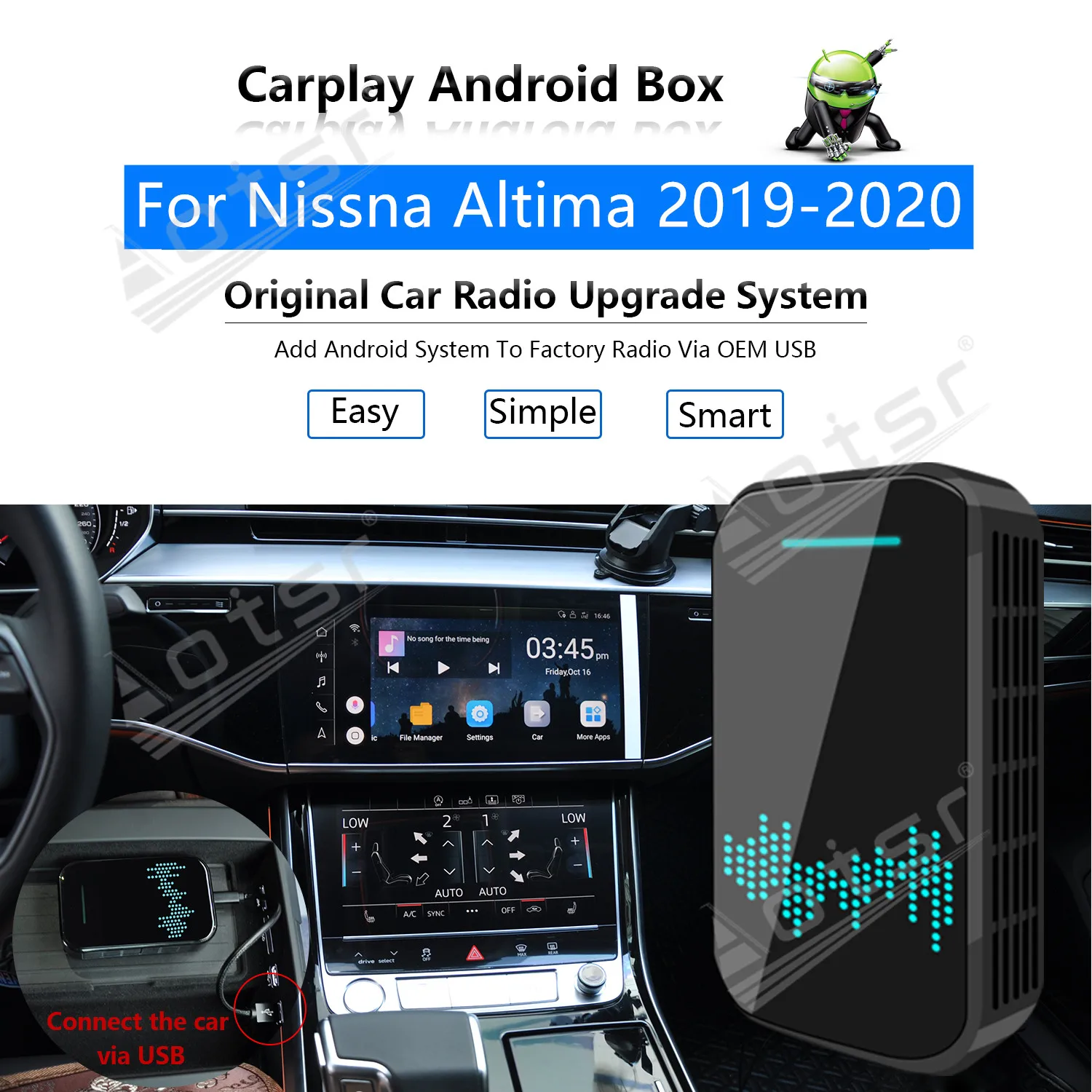 

For Nissna Altima 2019 2020 Car Multimedia Player Android System Mirror Link Navigation Map Apple Carplay Wireless Dongle Ai Box