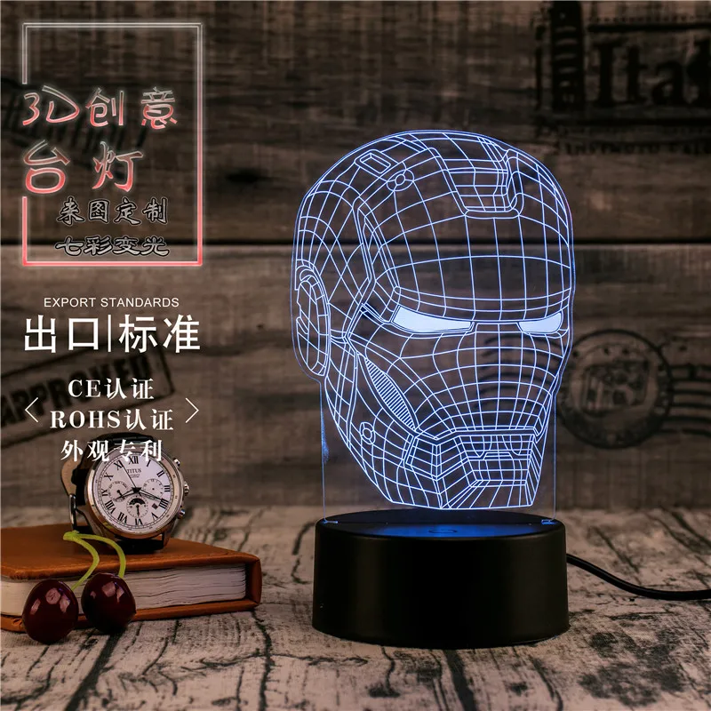 3D светодиодный Ночной светильник, настольный светильник, светодиодный домашний коридор, отель, вечерние, атмосферный светильник s Novety, светильник, креативный подарок, Железный человек