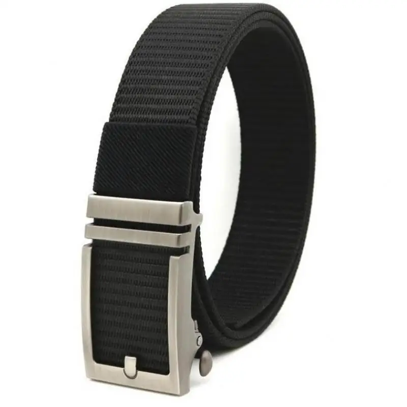 

Non-porous non-tooth alloy automatic buckle canvas nylon belt leisure and versatile outdoor sports unisex woven canvas belt