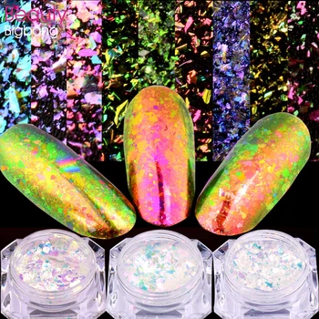 

BEAUTYBIGBANG 0.15g Nail Art Glitter Flakes Transparent Chameleon Sequins Powder Chrome Pigment Sequins Nails Powder Decoration