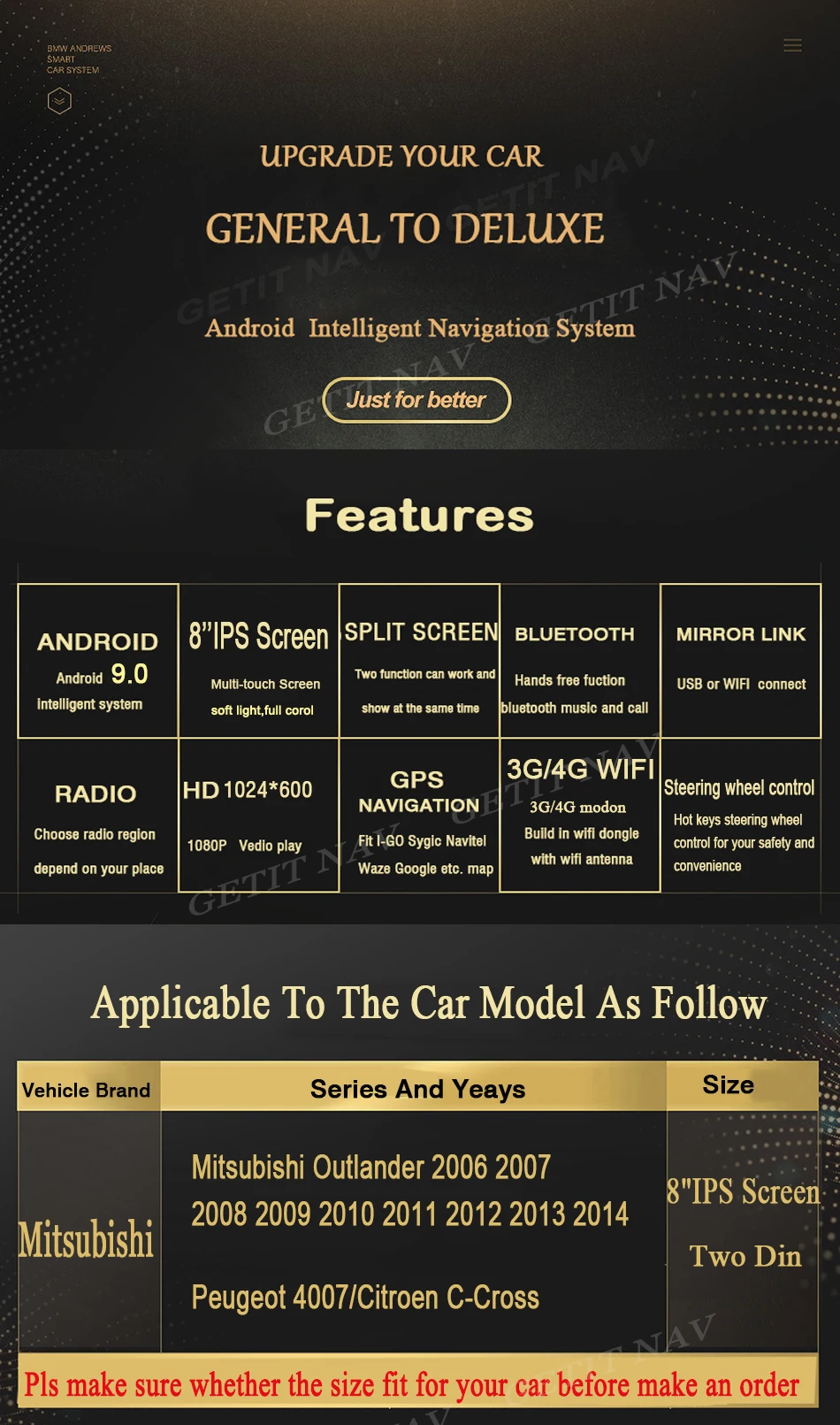 Excellent DSP IPS  android 9.0 2din car dvd for Mitsubishi Outlander 3 2014 Peugeot 4007 Citroen C-Cross radio gps navigation accessories 1 Excellent DSP IPS  android 9.0 2din car dvd for Mitsubishi Outlander 3 2014 Peugeot 4007 Citroen C-Cross radio gps navigation accessories 1