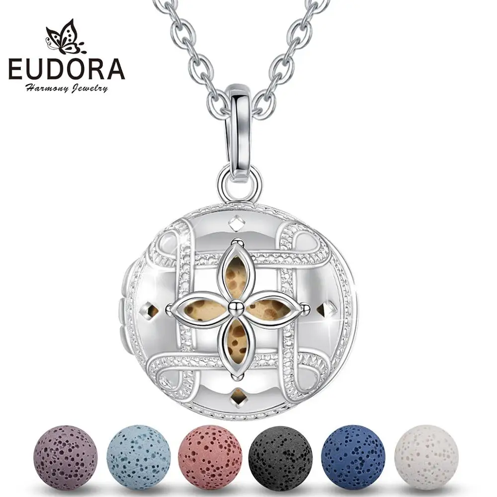 

EUDORA 18 mm Felt Ball Lava Stone Aroma Essential Oil Diffuser Necklace Aromatherapy Jewelry Minimalist Lava Rock Stone K366N1