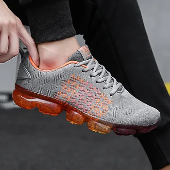 

Spring Autumn New Men's Casual Shoes Sports Running Shoes Flying Woven Breathable Personality Color Bottom Air Cushion Sneakers