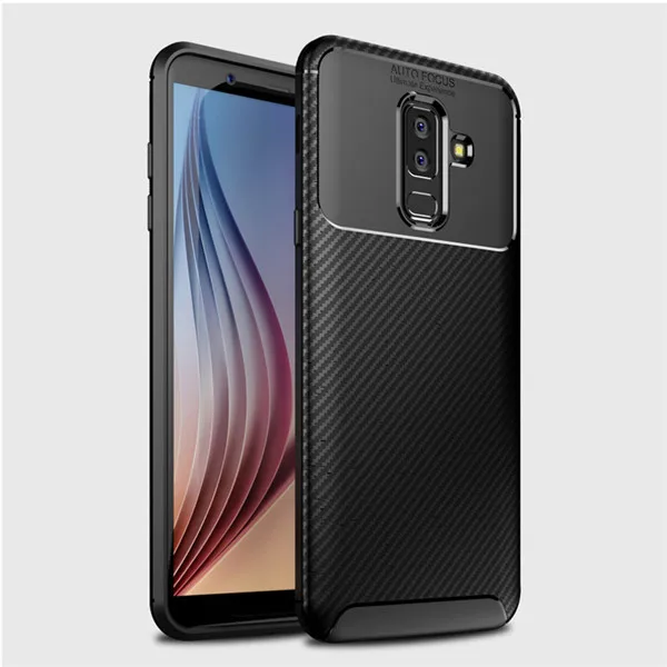Черный Для samsung Galaxy A6 A8 J8 чехол A6 A8 плюс SM-A530F оболочки Углеродное Волокно ТПУ чехол-накладка для мобильного телефона для Galaxy A6S чехол - Цвет: Черный
