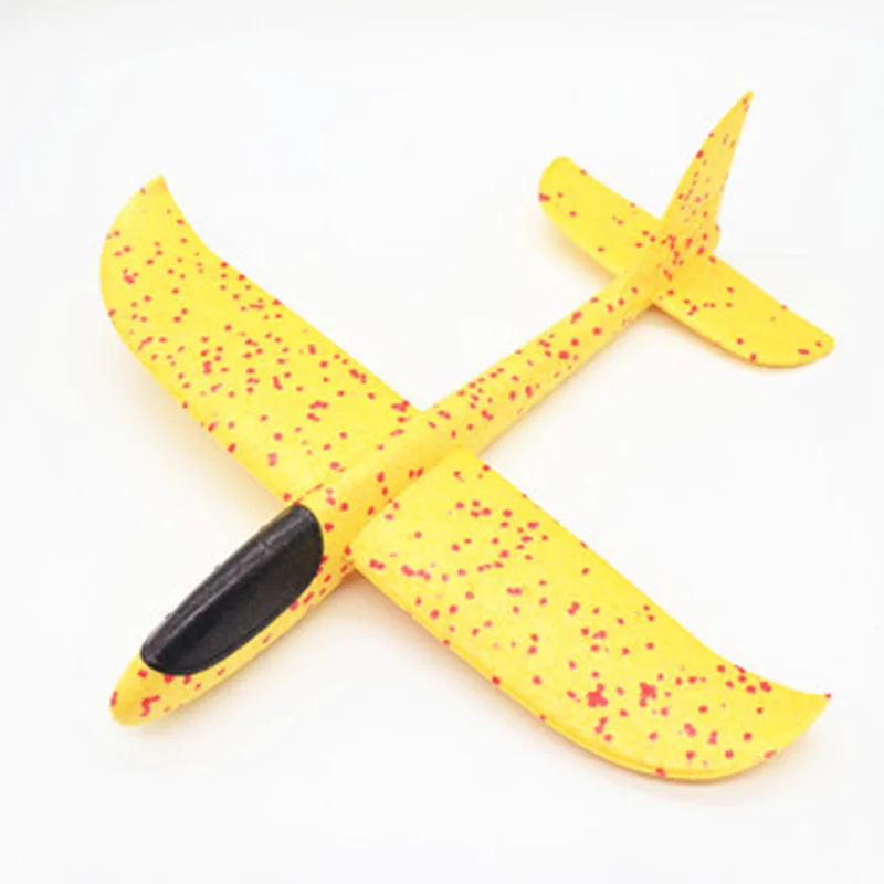 35 см детские игрушки «сделай сам» ручной бросок летающий самолет s пена модель аэроплана светится в темноте Летающий Plane Самолет игрушки для детей - Цвет: 48cm Not Lamp Yellow