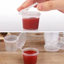 TPFOCUS 100 Pcs Plastic Cups Sauce Cups Food Storage Containers Clear Boxes+ Lids Disposable Plastic Box Round 25ml 40ml