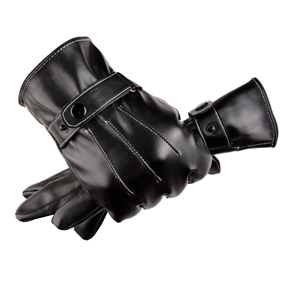 Зимние теплые мужские кожаные перчатки, черные перчатки для сенсорного экрана, мужские роскошные кожаные зимние супер теплые перчатки для вождения, защищают руки