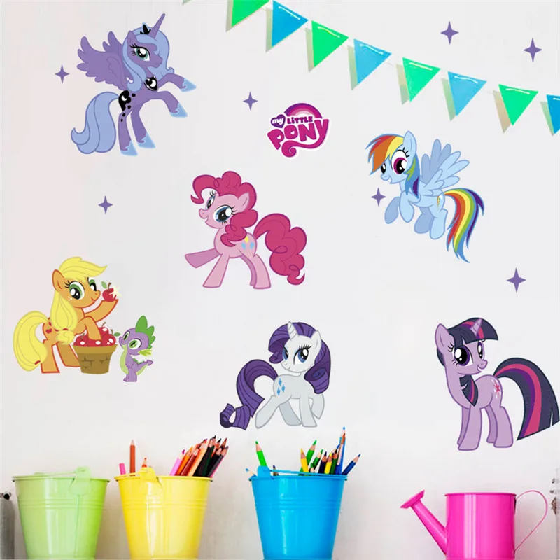 cartoon pony wall stickers for kids rooms children bedroom decoration wall decals girl's room birthday gift refrigerator decor