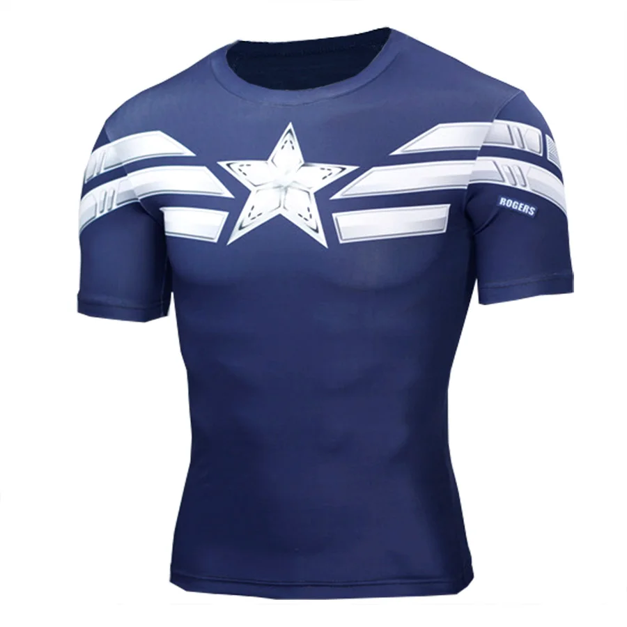 Супермен быстросохнущая Мужская компрессионная Футболка спортивная одежда для тренировок Marvel Мстители облегающая спортивная одежда с коротким рукавом для фитнеса и бега - Цвет: 3
