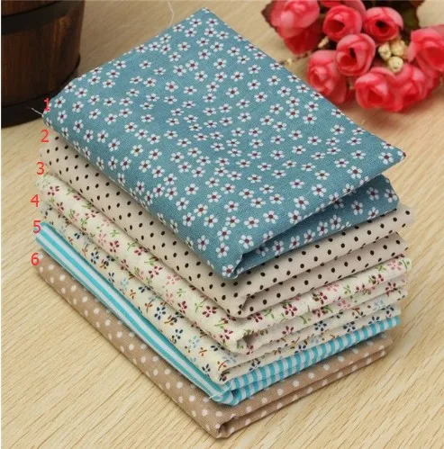 

6/7/8PCs DIY Printed Floral Fabrics For Patchwork Needlework Sewing Material Cotton Cloth Scrapbooking Dolls 25x25cm
