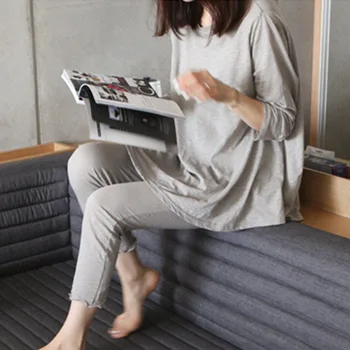 

South Korea Pin Autumn and Winter Modal New Style Homewear Set Sweet Simple Lace Long Sleeve Loose-Fit Women's Pajamas