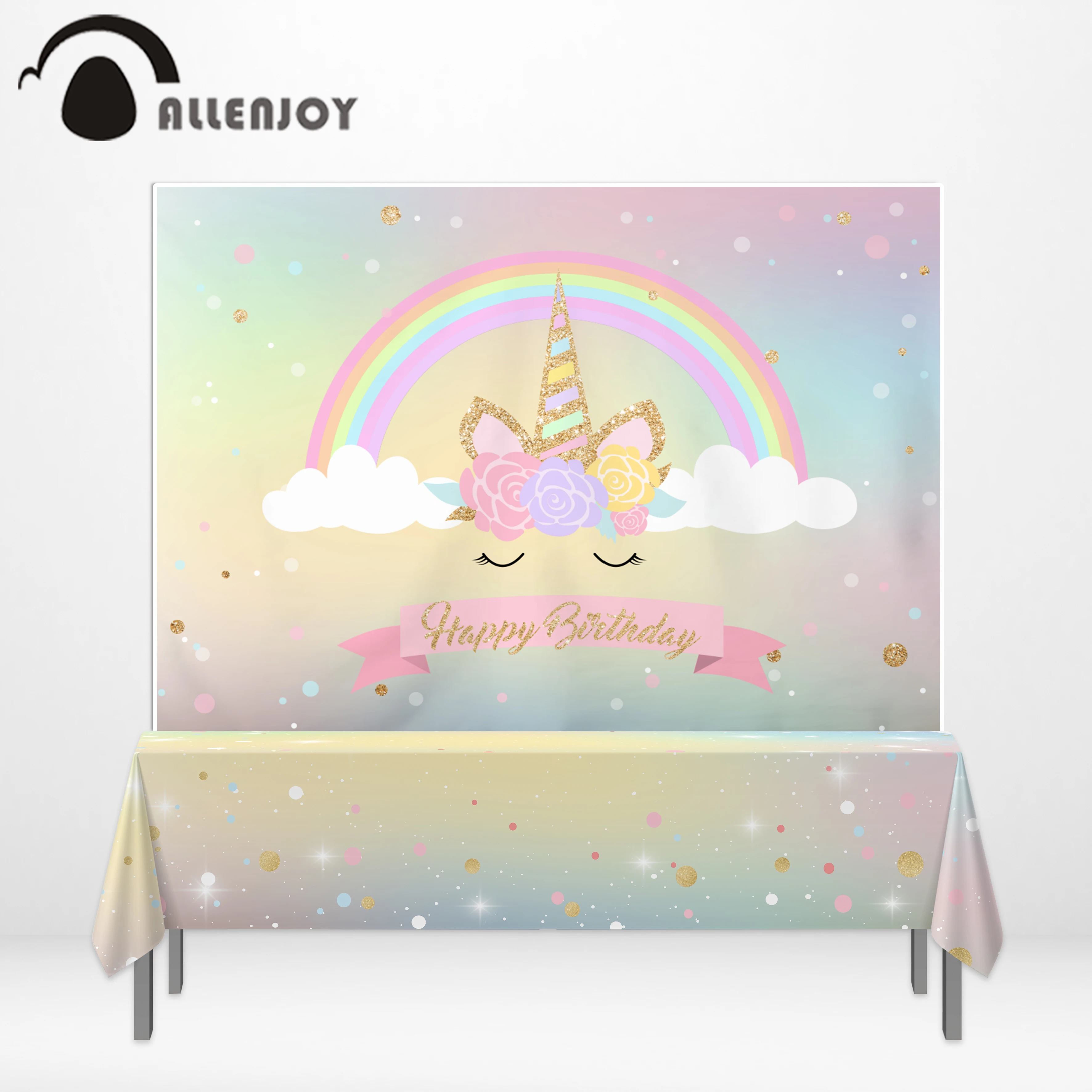 Фотофон allenjoy фоны на день рождения Единорог для маленьких девочек Радуга облако