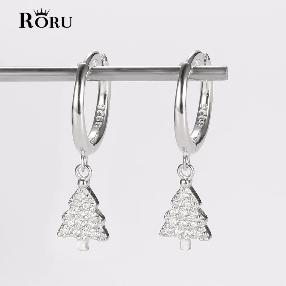 

S925 Sterling Silver Cute Small Tree Shape Hoop Earrings for Women Girls Christmas Gold Loop Circle Earrings Jewelry Gifts