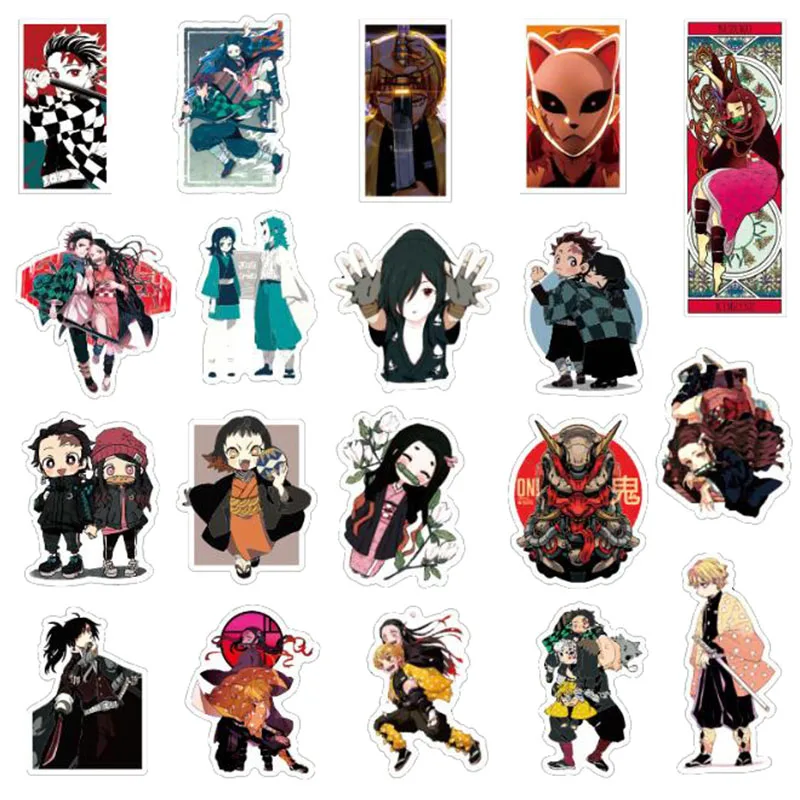 50 шт. Demon Slayer: Kimetsu No Yaiba Аниме ПВХ граффити водонепроницаемый стикер чемодан гитара Автомобиль Стайлинг наклейка s