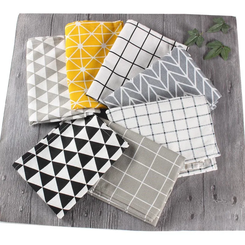 30x40cm Geometry Square Simple Classic Quality Table Napkin Towels Dining Table Mats Cotton Place Mats Plate Mat Coasters