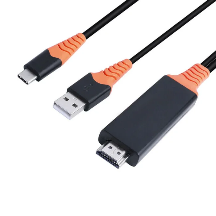 Кабель-адаптер type-C к HDMI+ USB блок питания HD адаптер кабель с USB блок питания 4K мобильный телефон компьютер HD с экраном кабель DU55