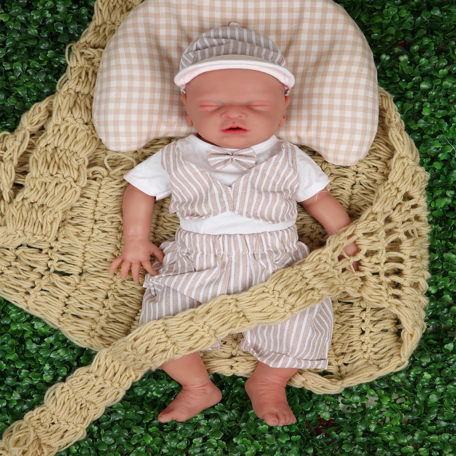 IVITA WB1514 46 см 3000 г настоящий полный силикон Bebe Reborn спящий малыш рот открытые