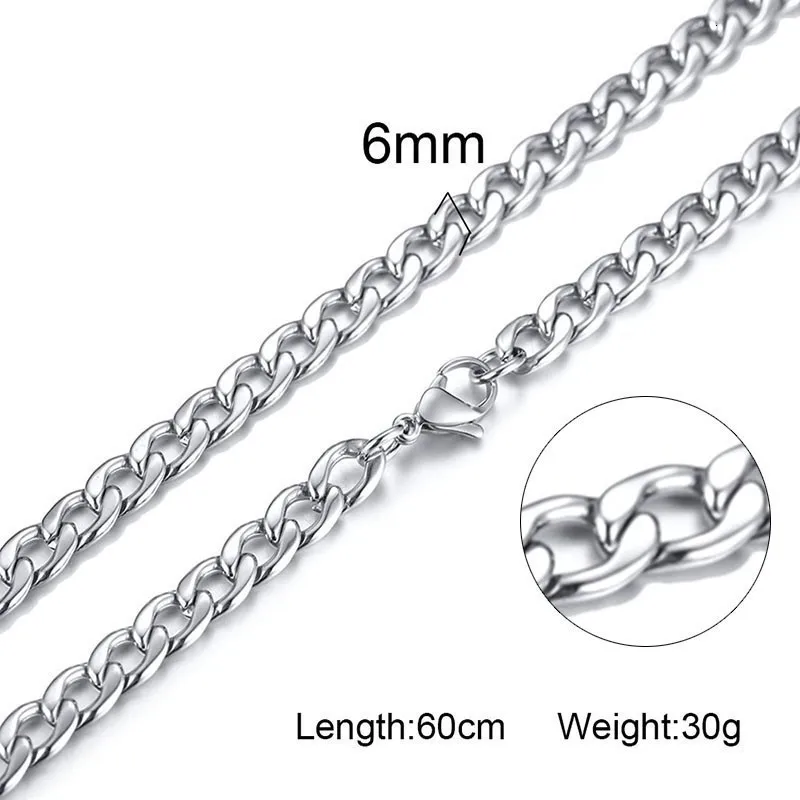 Серебряное ожерелье с цепочками, ожерелье из нержавеющей стали для мужчин и женщин, 3 мм, 4 мм, 6 мм, 7 мм, звено веревки в виде змеи, 20 дюймов, 24 дюйма