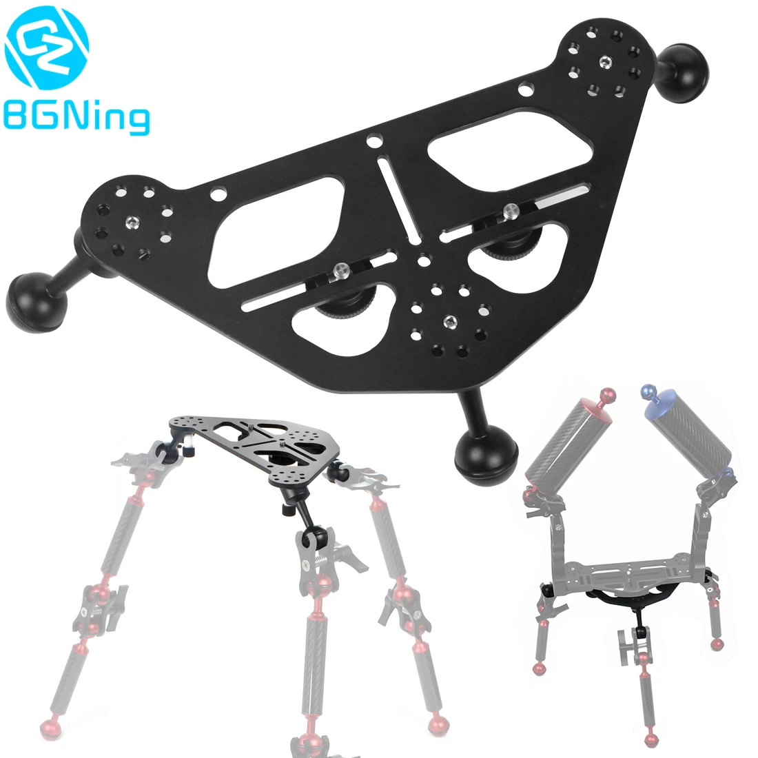 Aluminium SLR Diving Video Triangular Gimbal Tray Rig Bracket Mount for Underwater LED Light Stand DSLR Camera Tripod Support