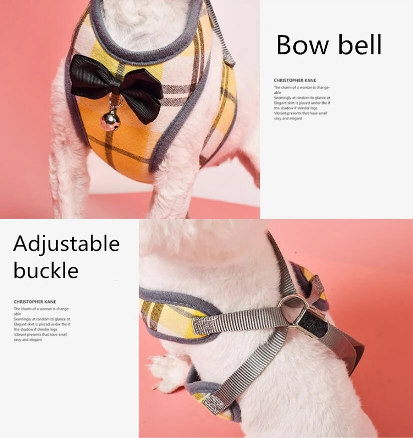Ошейники для Собак Новые товары для домашних животных поводок маленькая собака кошка дышащий жилет нагрудный ремень клетчатый корейский модный тракторный поводок для собак
