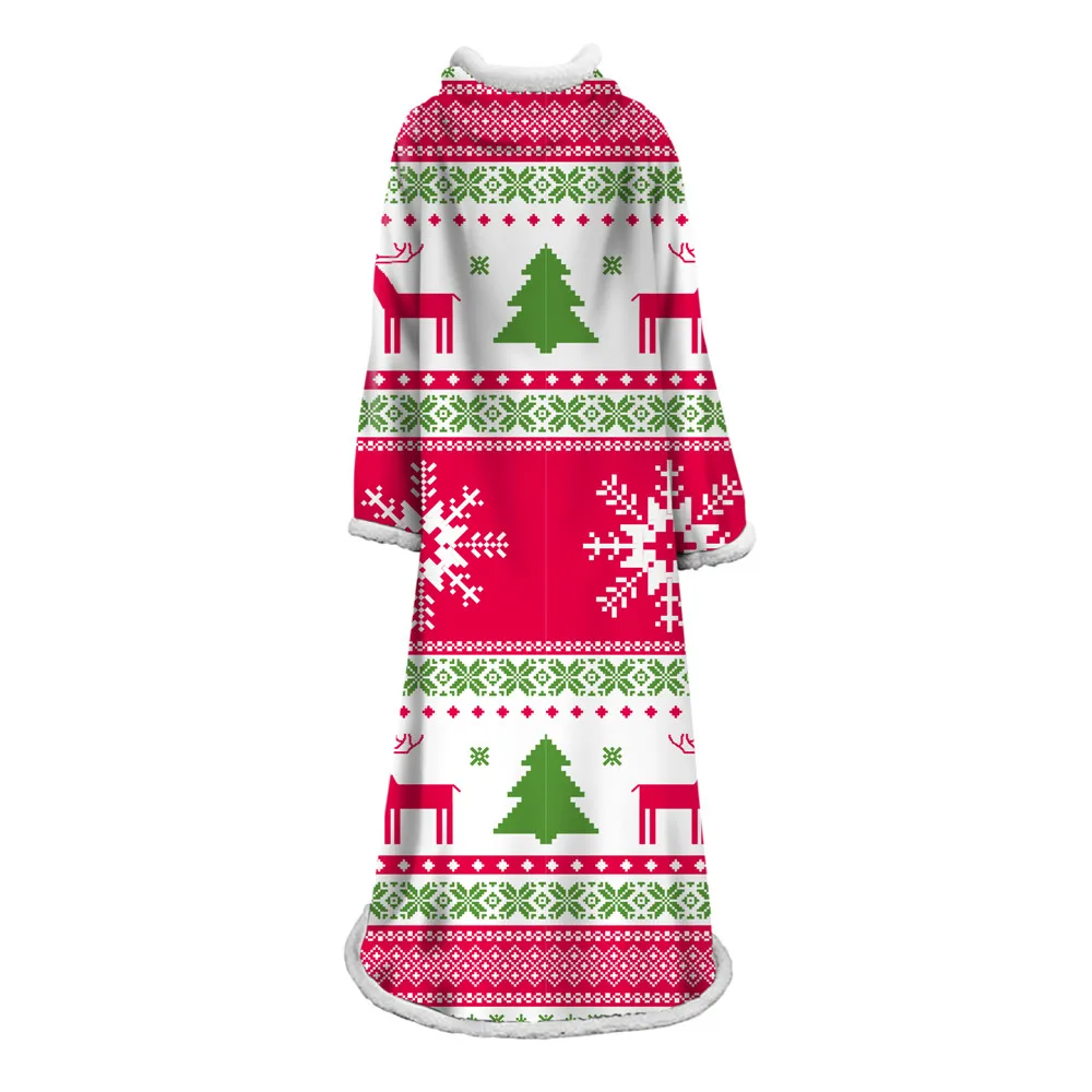 

Christmas Pattern Printed Sleeve Blanket Reusable Decorative Quick Dry Flannel Multifunctional Easy Clean Home Soft Warm Throw