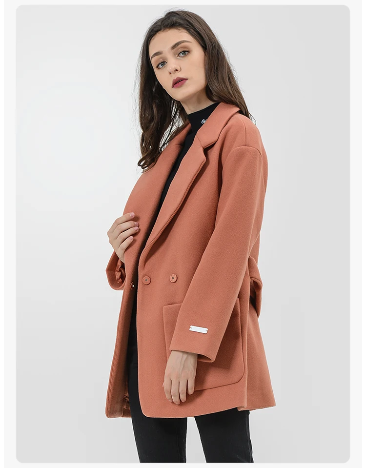 CMAZ, Осень-зима, Элегантное длинное женское пальто, куртки с поясом, одноцветные пальто, женская уличная одежда, шерстяное пальто MX17D9518