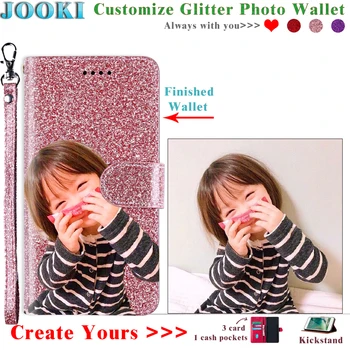 

Aquos R Case Glitter Personalized Photo Leather Wallet For Sharp Aquos R SHV39 SH-03J Pink leather ladies Women's Wallet Bag
