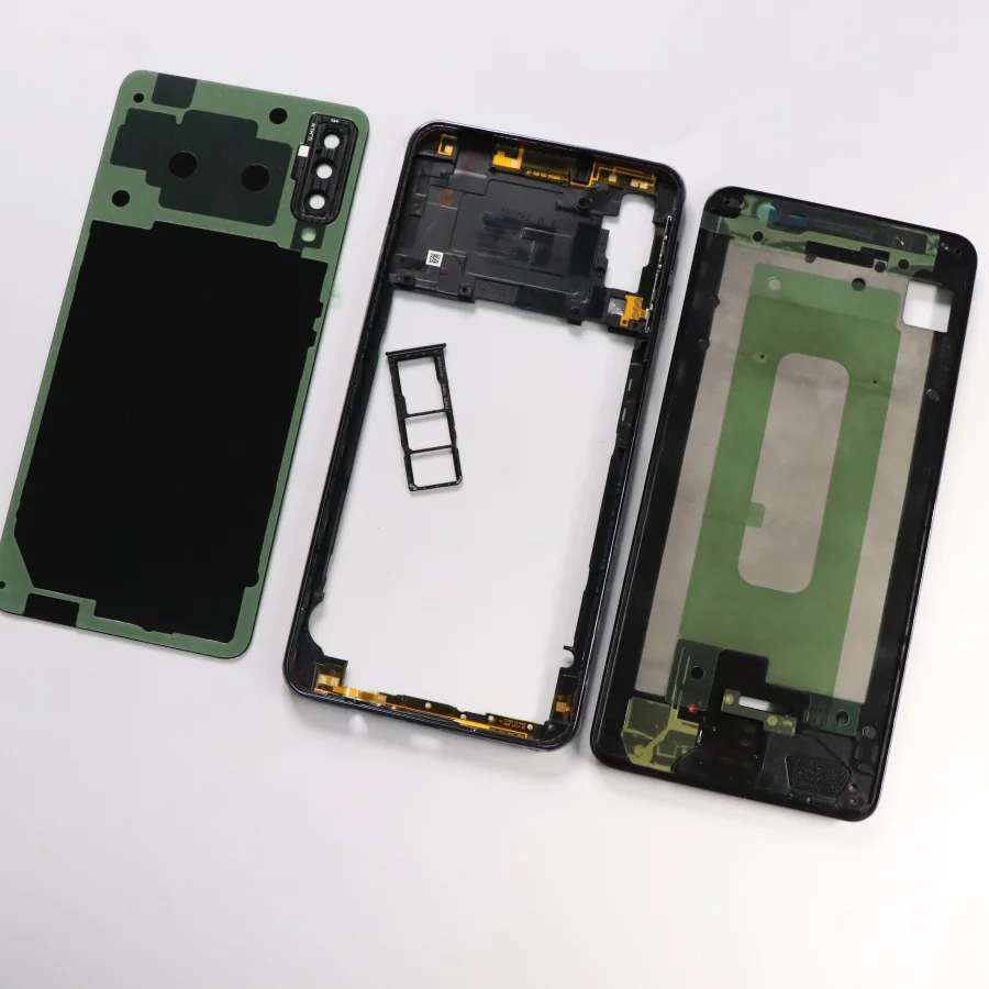 SAMSUNG Galaxy A7 A750 A750F A750F/DS полный корпус чехол Задняя стеклянная крышка двери A7 ЖК-панель средняя рамка Батарейная дверь