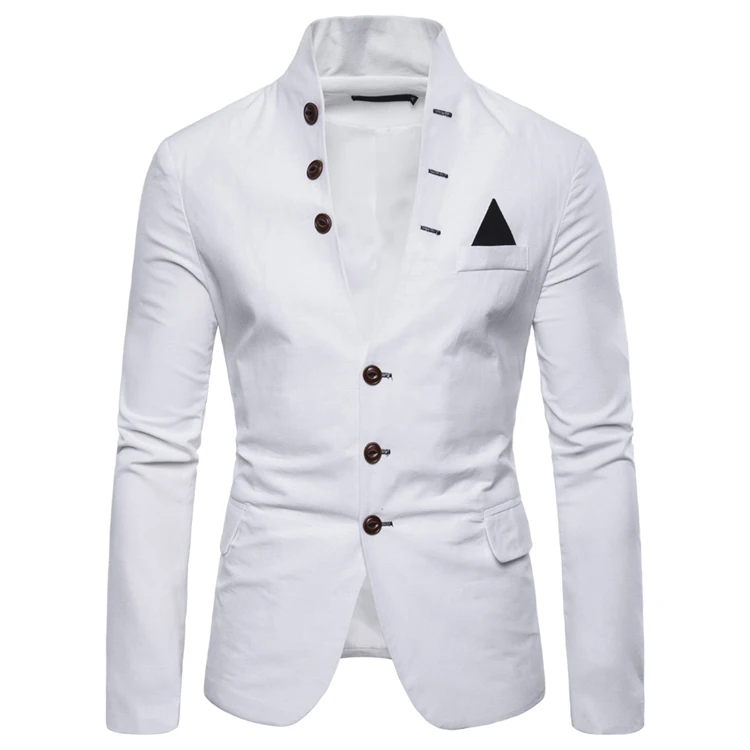 

Suit Blazer Men Europe Size 2019 Spring Multi-button Decorative Men's Casual Stand-up Collar Suit