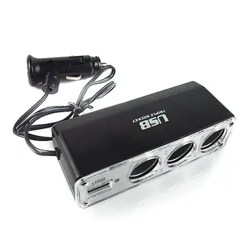 

Universal 2 Way Car Cigarette Lighter Socket Splitter Charger Power Adapter DC 12V/24V With USB LED Light Switch