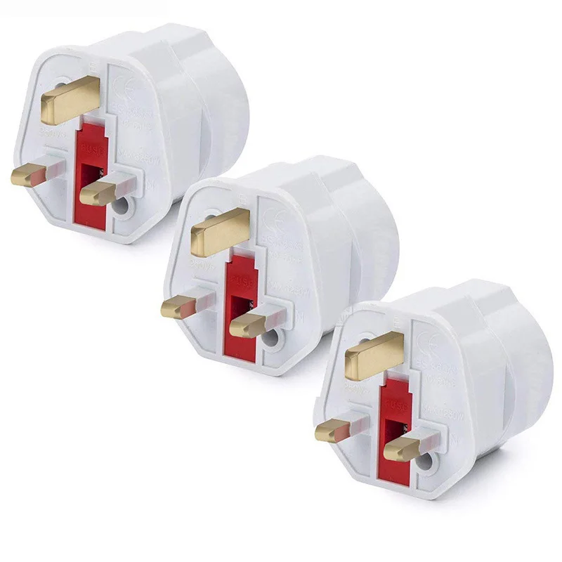 Plug Adapter EU to UK 2 Pin Socket 250V 13A Fused