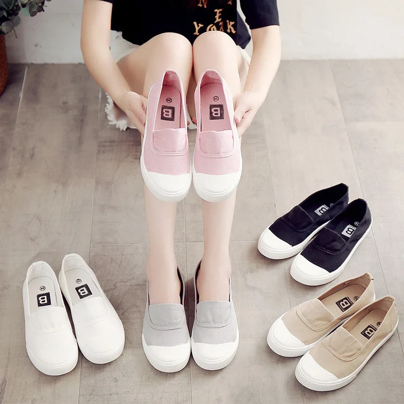 

2019 Summer New Style Low-Cut Flat Canvas Shoes Women's Shoes White Versatile Students Korean-style Cloth Shoes Casual Shoes