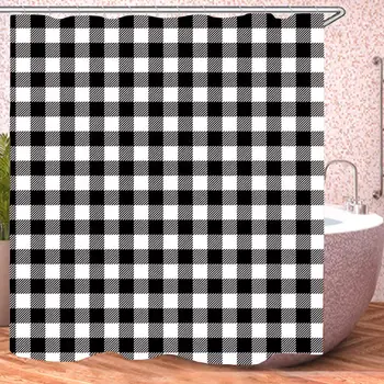 

Shower Curtain Polyester Fabric Bathroom Shower Curtain Liner with Hooks (Buffalo Plaid 2, )