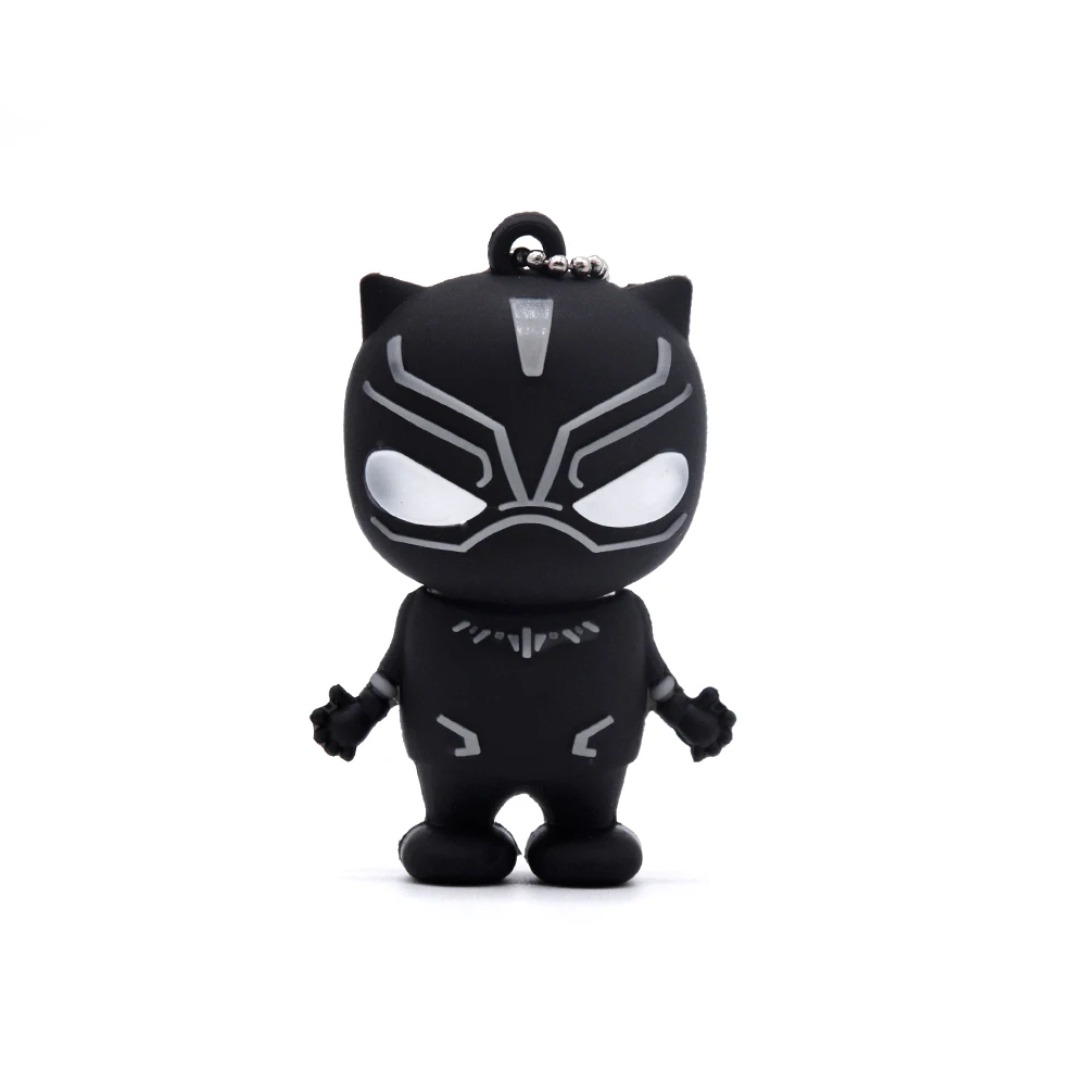style1 Black Panther Мультфильм Heros USB 2,0 64GB милые игрушки Marvel флэш-накопитель 32GB 128MB Человек-паук U диск мини Дэдпул карта памяти диск для хранения подарок - Цвет: style1 Black Panther