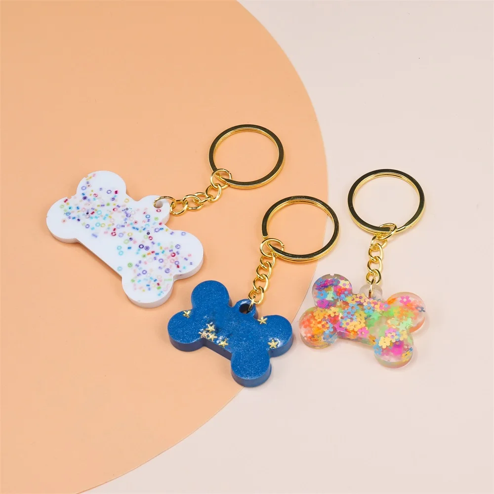 3-Cavities Dog Tag Mold Bone Shaped Keychain Pendant Mould Epoxy Resin Molds  New