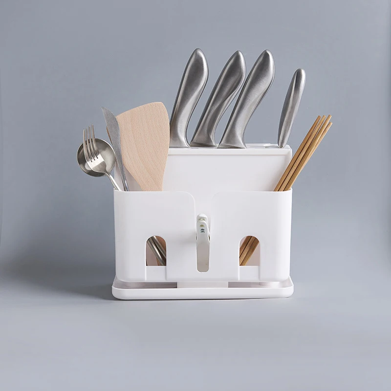 

Multifunctional Kitchen Seven Hole Tableware Plastic Draining Rack Chopstick Cage Creative Spoon Fork Storage Box Household Tool