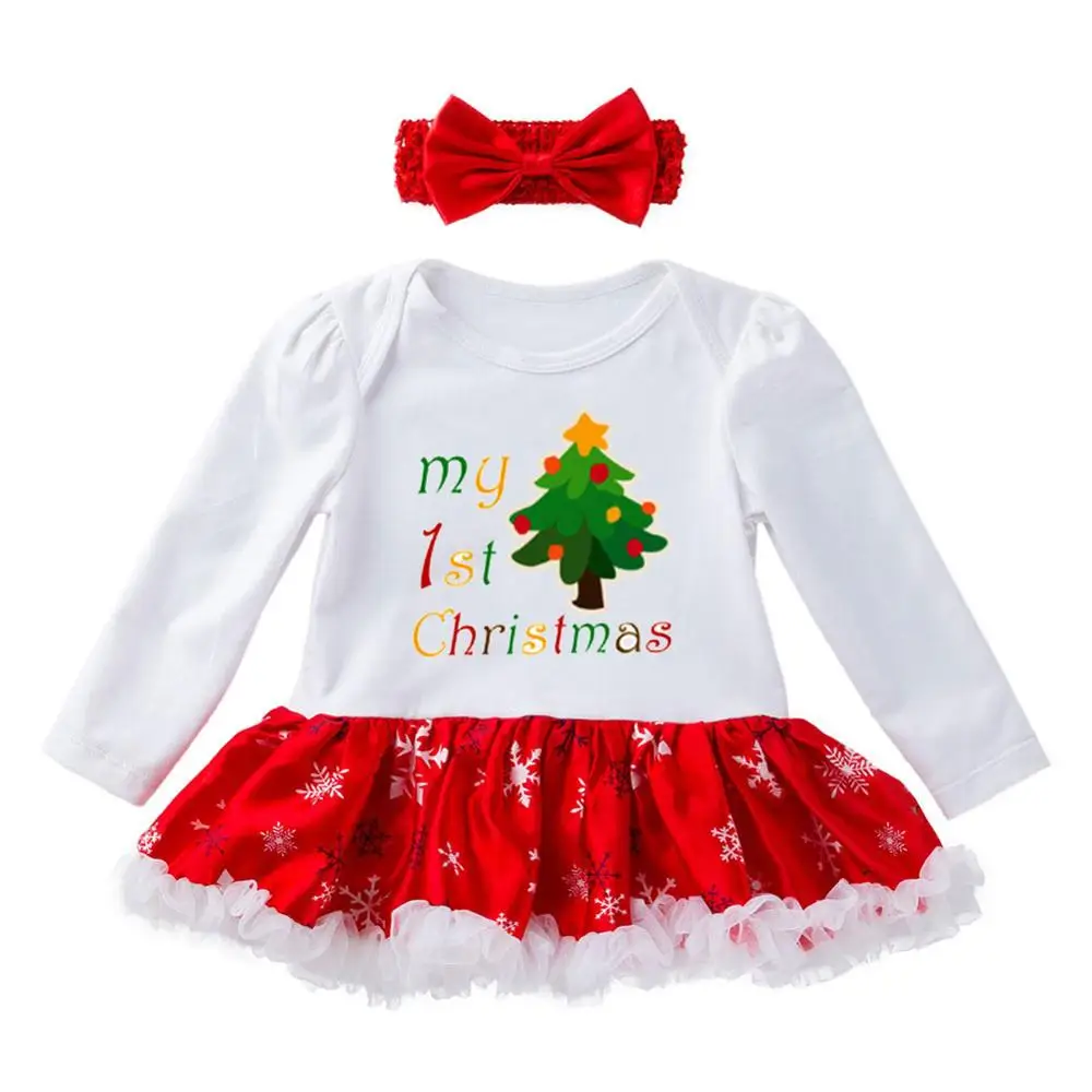Детская Рождественская одежда; комбинезон для новорожденных девочек; Детская Новогодняя одежда для маленьких детей; платье в горошек+ повязка на голову; комплект из 2 предметов - Цвет: Color 11