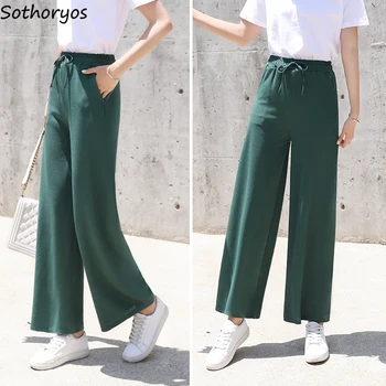 

Pants Women Summer New Casual High Waist Loose Wide-legged All-match Simple Daily Womens Fashion Korean Style Ankle-length Chic