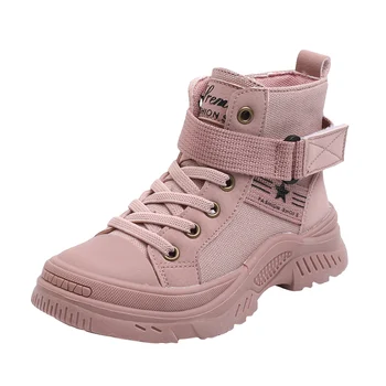 

Children Rubber Boots 2020 Autumn Winter Martin Boots For Boys Girls British Style Vintage Kids Ankle Boots Big Soft New