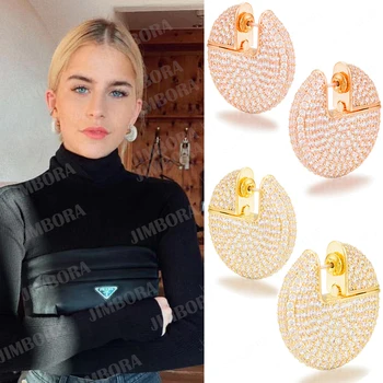 

GODKI Jimbora DUBAI African Ukraine Luxury Round Earrings for Bridal Wedding Engagement Full Shiny CZ Noble Earrings 2020 New