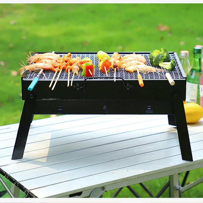 Mini Parrilla de acero inoxidable para barbacoa al aire libre, soporte  plegable portátil para asar carne, herramientas para acampar, fiesta y  cocinar - AliExpress