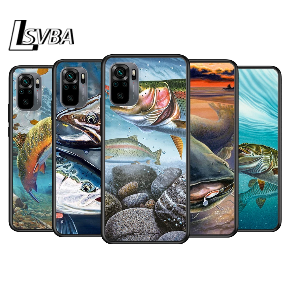 Trout Panel Fish Fishing for Xiaomi Redmi Note 10 10S 9 9T 9S 9Pro Max 8T 8Pro 8 7 6 5 Pro 5A 4X 4 Soft Black Phone Case | Мобильные