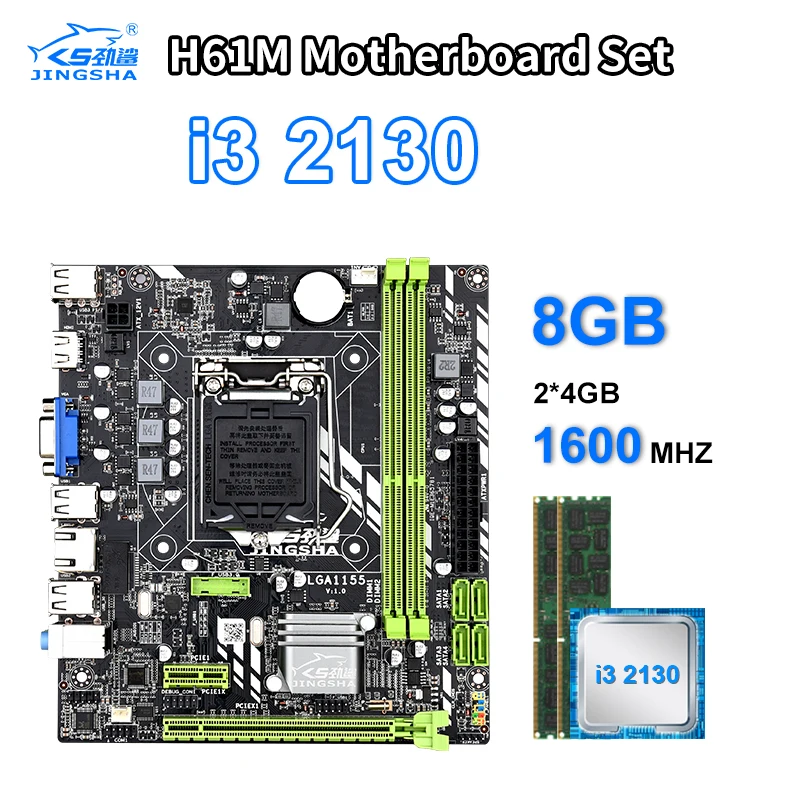 Материнская плата LGA1155 для настольных ПК чипсет H61M с 3 4 ГГц i3 2130 ЦП и 2*4G DDR3 1600 МГц HDMI