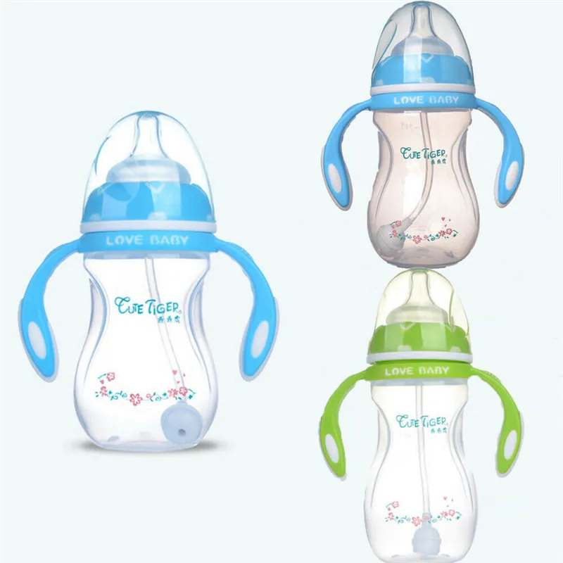 Infant Baby 240ML Cup Children Learn Drinking Straw Milk Feeding Nipple Bottle
