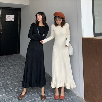 

Winter scene shooting video ~ ~ years round collar cultivate one's morality with thick tail falbala knitted dress