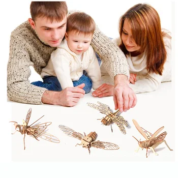 

Wooden Puzzle Insect 3D Puzzle DIY Jigsaw Board Animal Handmade Educational Assembly Toy Gift for Children