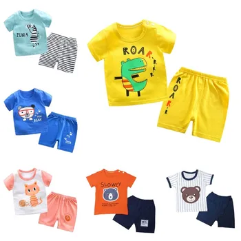 

Zi Ning 2pcs/sets 6M-6Y Unisex Summer Children's Sets short sleeve cottonT-shirt Pants for toddler boy clothes Girls Kids Suits