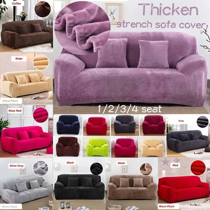 

1-4 Seaters Thick Plush Recliner Sofa Covers Retro Recliner Sofa Cover Soft Couch Slipcovers