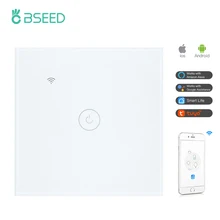 BSEED Wifi 1/2/3Gang 1/2/3 way Smart Switch Light Touch Switch Wireless Wifi Switch Tuya Google Alexa Smart Life Red Backlight