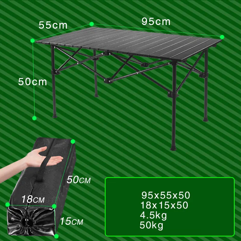 캠핑테이블 Ultralight Portable Folding Picnic Camping Table Indoor Outdoor High Strength Aluminum Alloy Roll-Up Table Bag BBQ Hiking